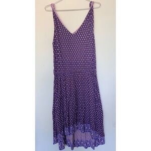 Matilda Jane Purple Pink Floral Geometric High Low Midi Dress Womens Large L